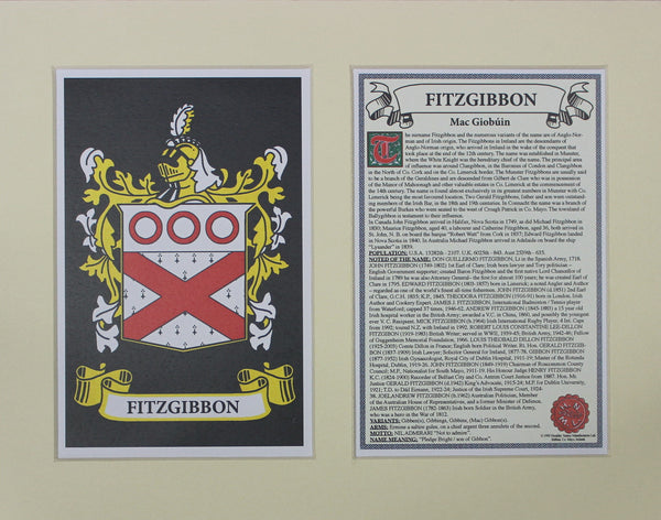 Fitzgibbon - Irish American Surname Coat of Arms Heraldry