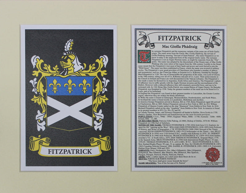 Fitzpatrick - Irish American Surname Heraldry