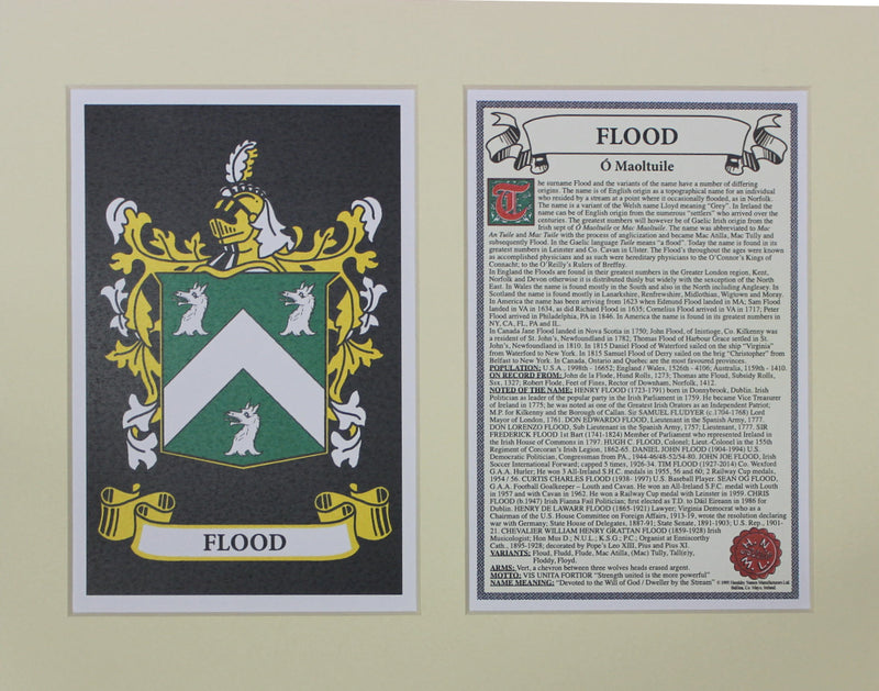 Flood - Irish American Surname Coat of Arms Heraldry
