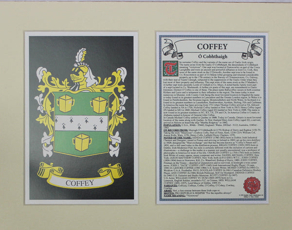 Coffey - Irish American Surname Coat of Arms Family Crest Heraldry