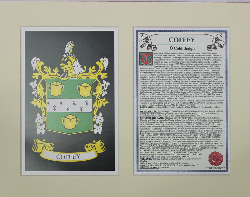 Coffey - Irish American Surname Heraldry