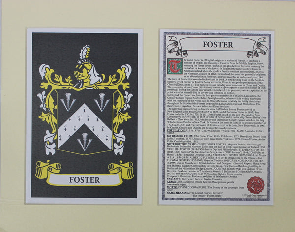 Foster - Irish American Surname Coat of Arms Heraldry
