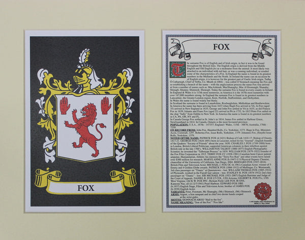 Fox - Irish American Surname Heraldry