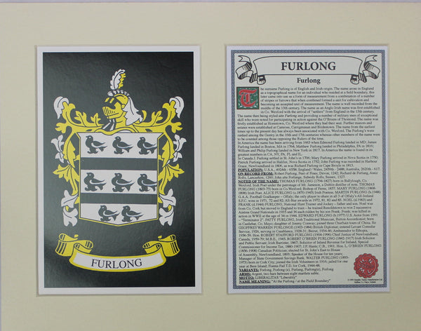 Furlong - Irish American Surname Coat of Arms Heraldry