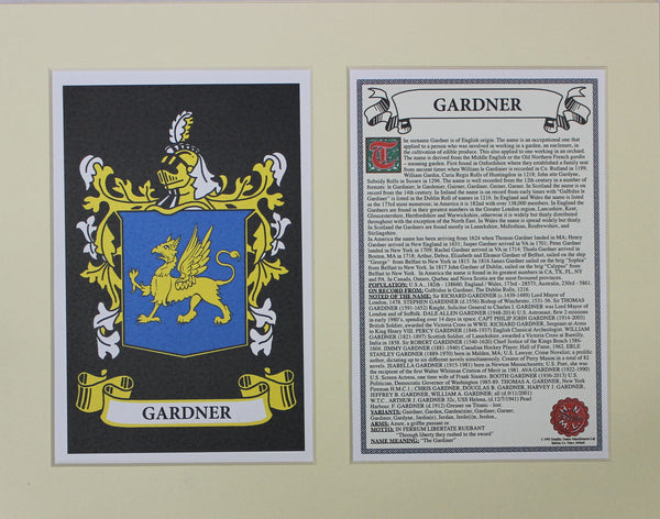 Gardner - Irish Surname Coat of Arms Family Crest Heraldry