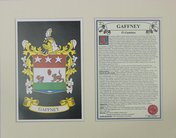 Gaffney - Irish American Surname Coat of Arms Family Crest Heraldry
