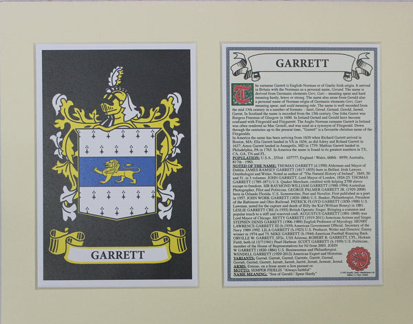 Garrett - Irish American Surname Heraldry