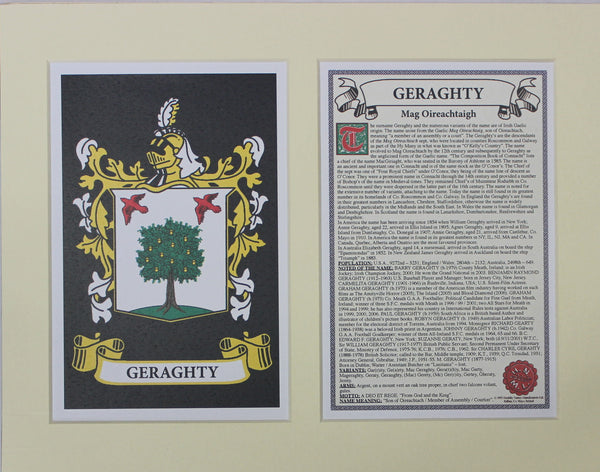 Geraghty - Irish American Surname Coat of Arms Family Crest Heraldry