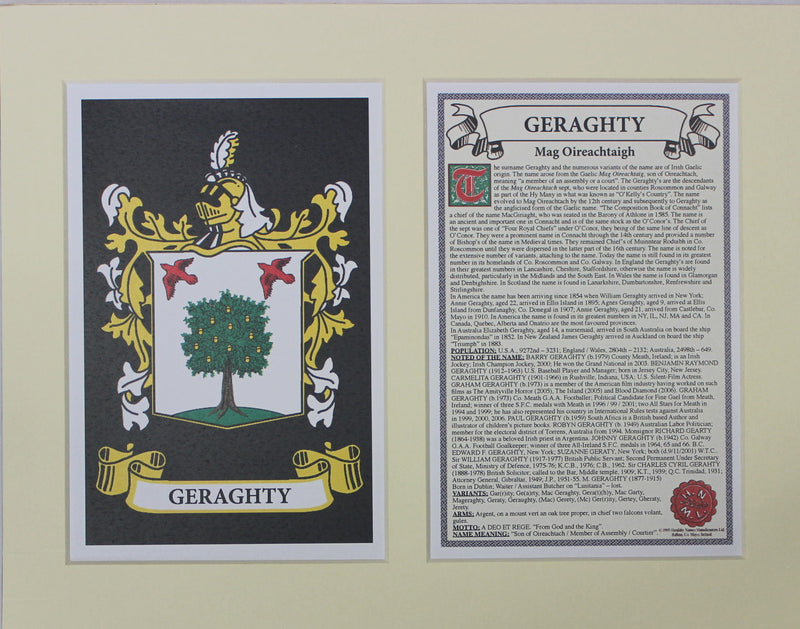 Geraghty - Irish American Surname Heraldry