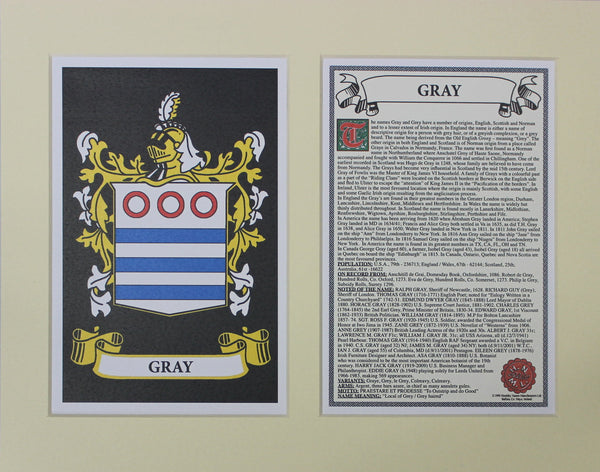 Gray - Irish Surname Coat of Arms Family Crest Heraldry