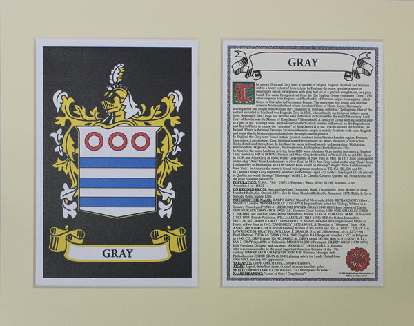 Gray - Irish American Surname Coat of Arms Family Crest Heraldry