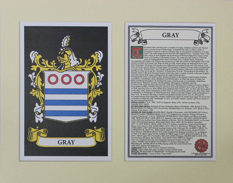 Gray - Irish American Surname Heraldry