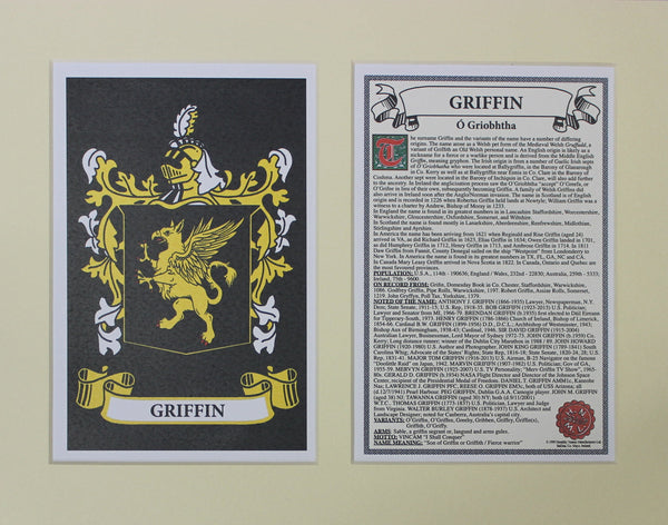 Griffin - Irish American Surname Heraldry