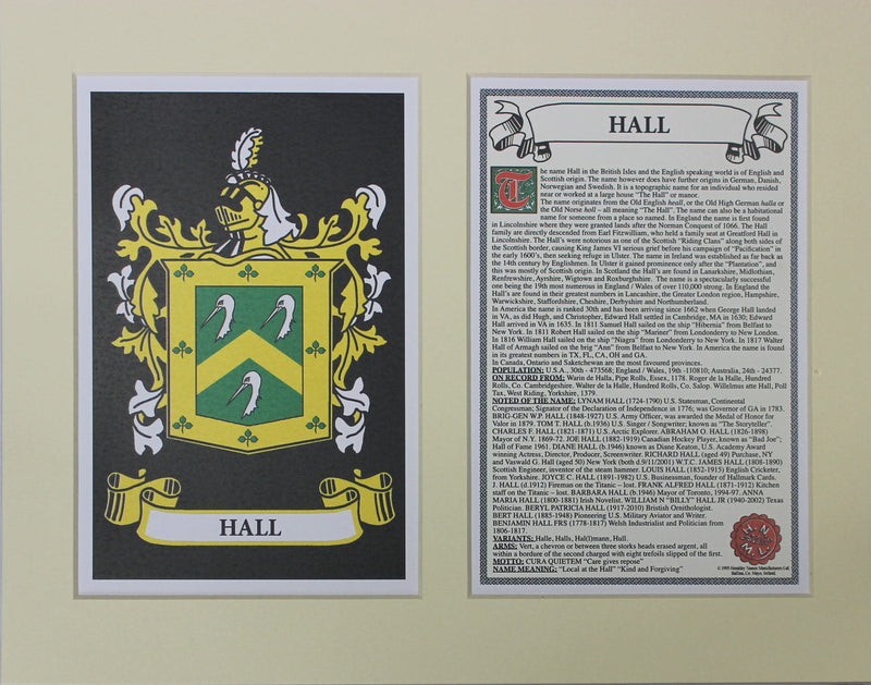 Hall - Irish American Surname Heraldry