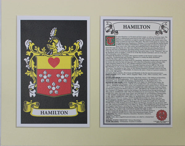 Hamilton - Irish Surname Coat of Arms Family Crest Heraldry