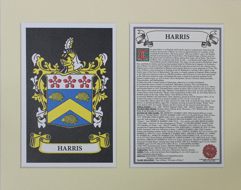 Harris - Irish American Surname Heraldry