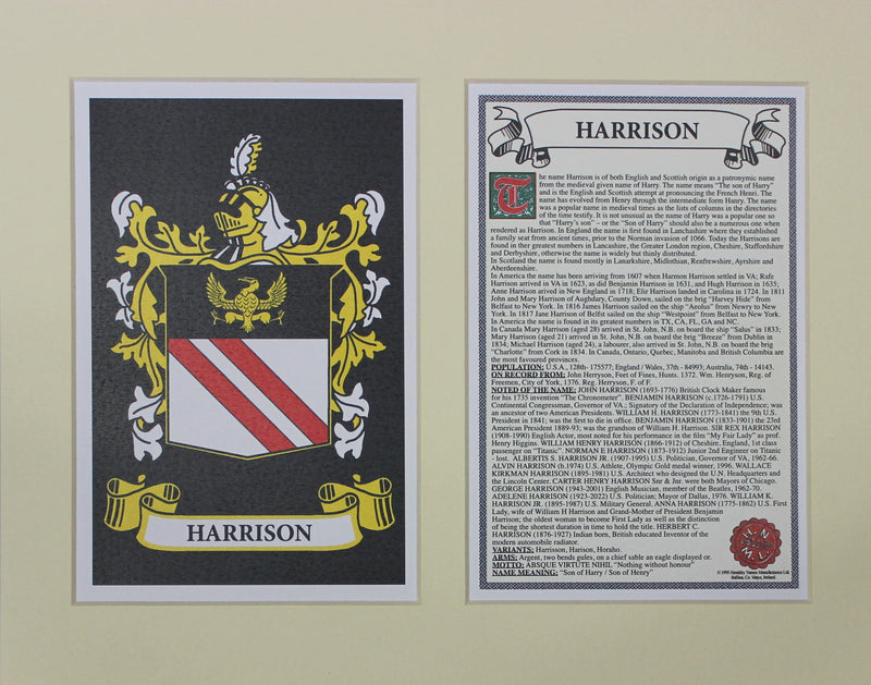 Harrison - Irish American Surname Heraldry