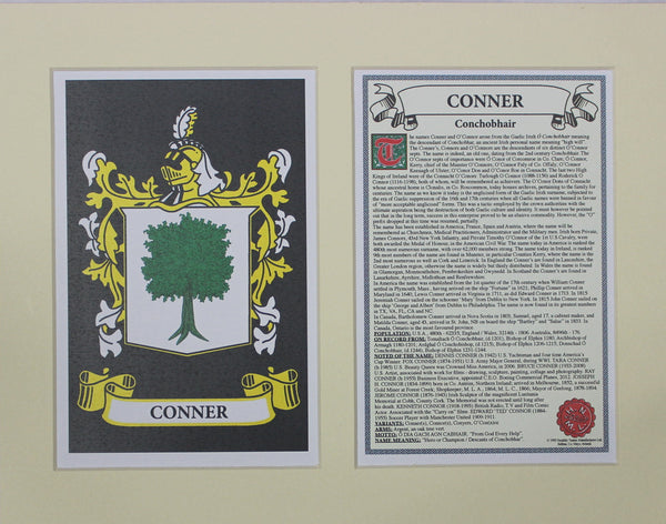 Conner - Irish Surname Coat of Arms Heraldry