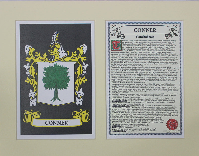 Conner - Irish Surname Coat of Arms Family Crest Heraldry