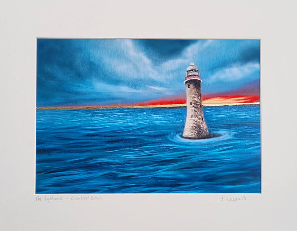 Cranfield Beach: The Lighthouse - Mounted Print