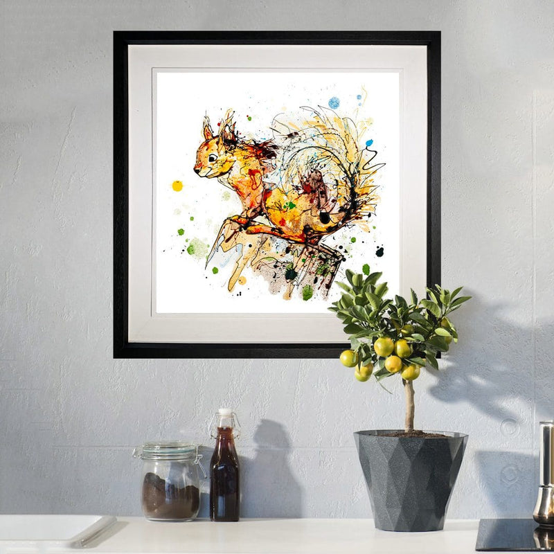 Happy Go Lucky - Red Squirrel Print with Size and Presentation Options