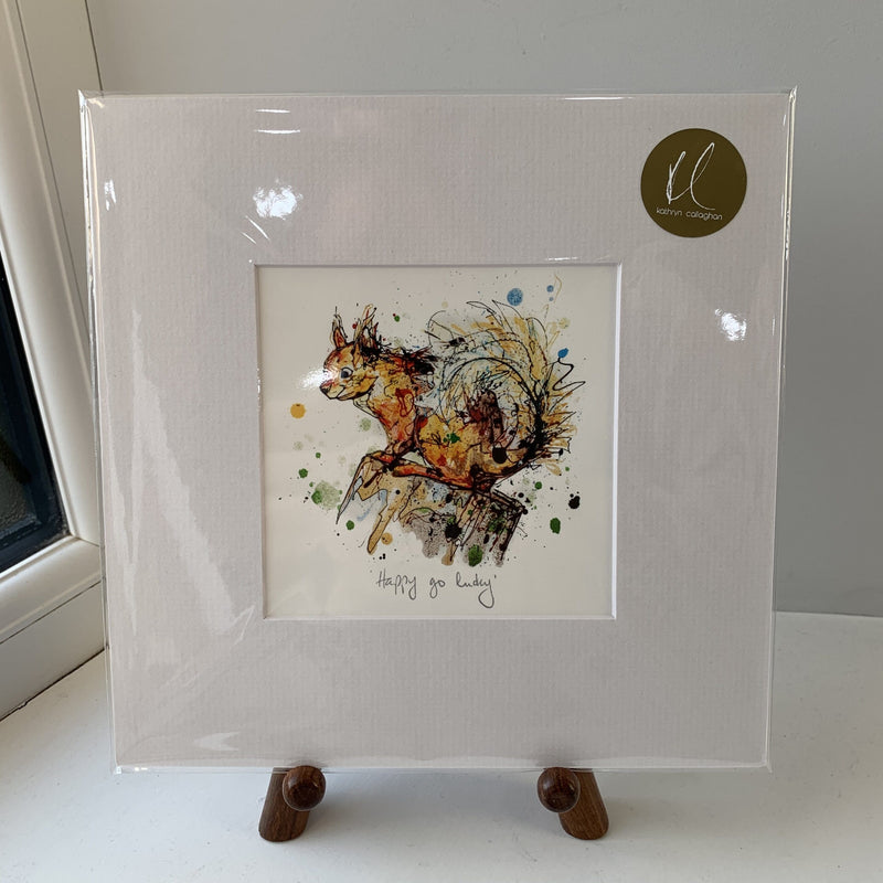 Happy Go Lucky - Red Squirrel Print with Size and Presentation Options