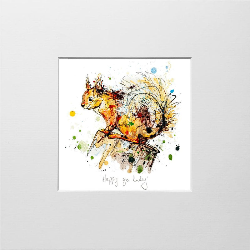 Happy Go Lucky - Red Squirrel Print with Size and Presentation Options