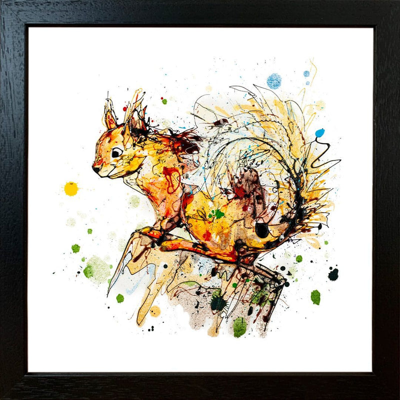 Happy Go Lucky - Red Squirrel Print with Size and Presentation Options