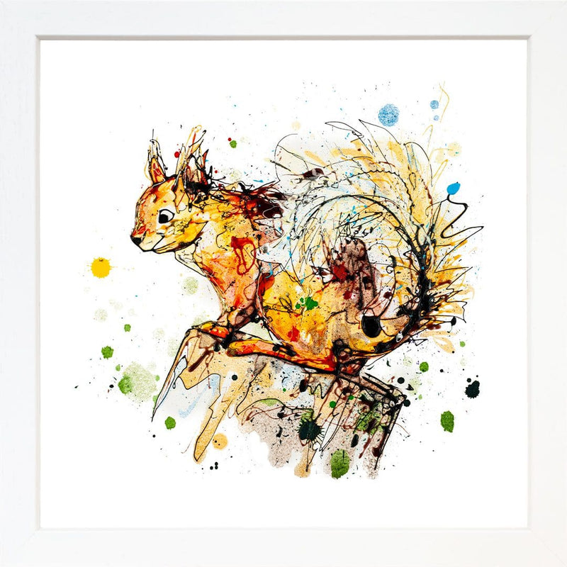 Happy Go Lucky - Red Squirrel Print with Size and Presentation Options