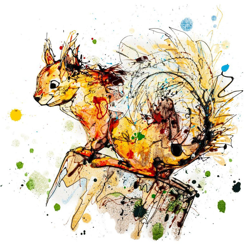 Happy Go Lucky - Red Squirrel Print with Size and Presentation Options