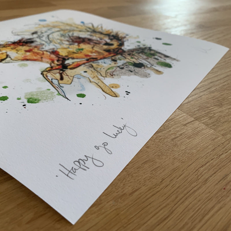 Happy Go Lucky - Red Squirrel Print with Size and Presentation Options