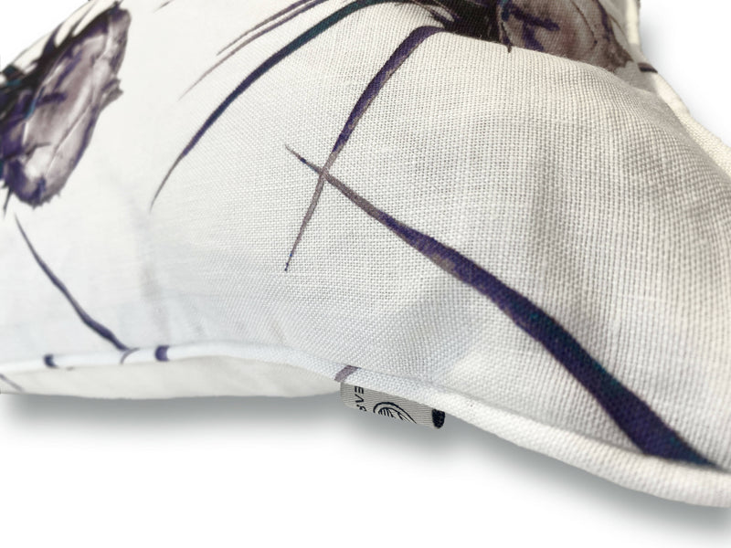 Luxury Irish Linen 50cm Egyptian Thistle Blue & Cream Vibrant Square Cushion