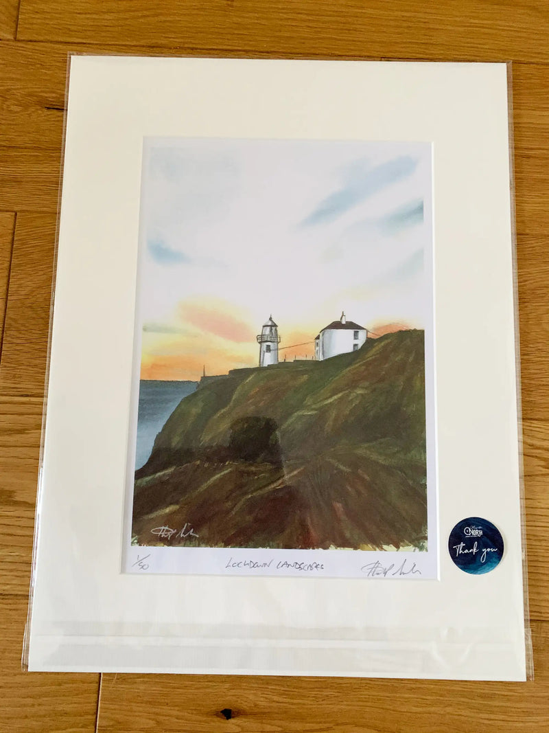 Blackhead Lighthouse, Whitehead, Watercolour print, Northern Ireland, Ireland, Travel Print, House, Wedding gift, Christmas Gift