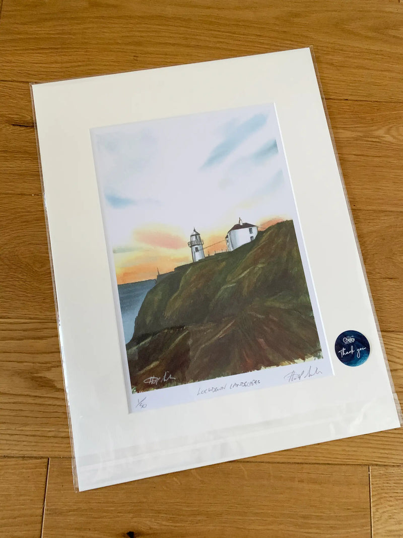 Blackhead Lighthouse, Whitehead, Watercolour print, Northern Ireland, Ireland, Travel Print, House, Wedding gift, Christmas Gift