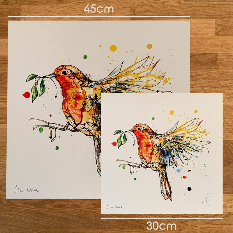 I'm Home - Robin in Flight Print with Size and Presentation Options