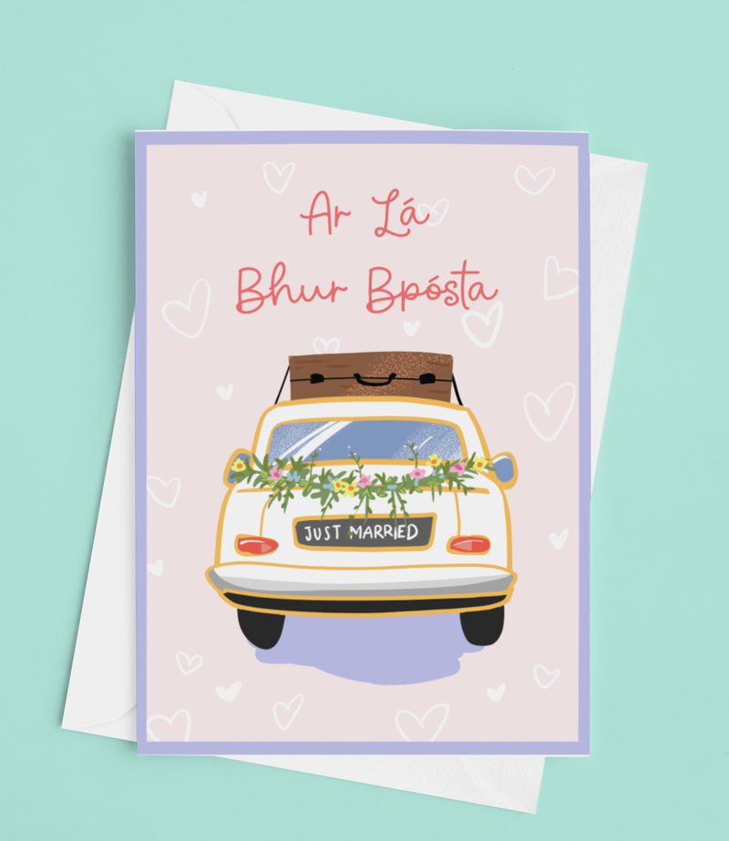 Just Married - Irish Language Greetings Card