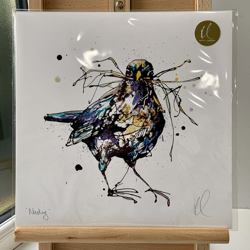 Nesting - Blackbird Print with Size and Presentation Options