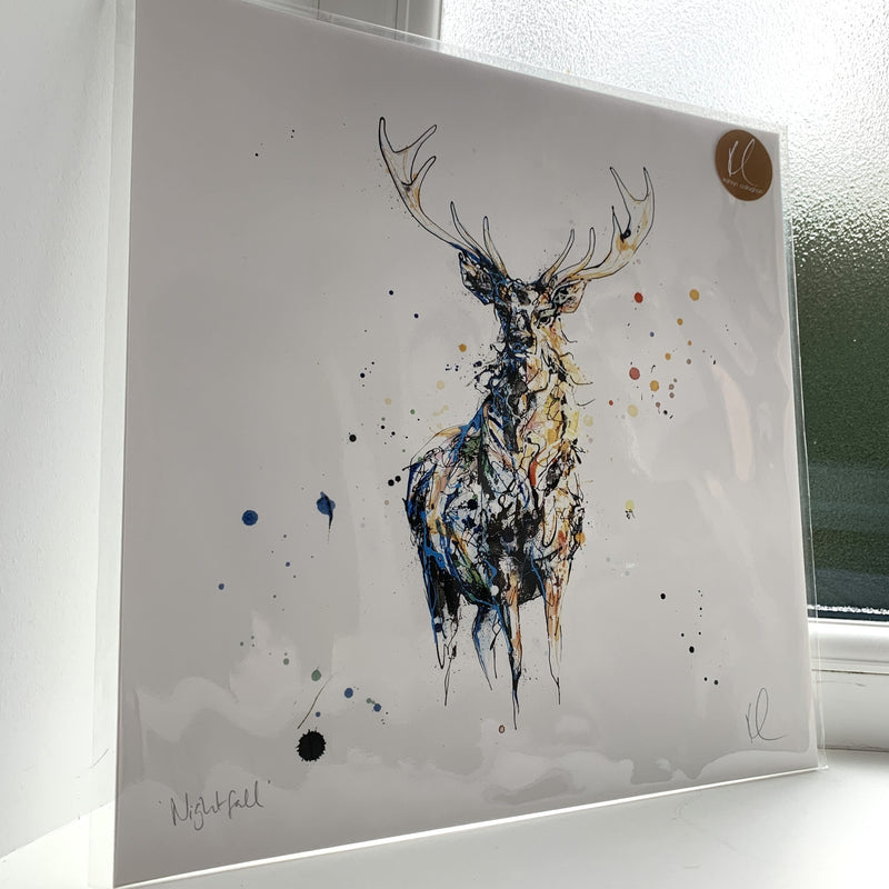 Nightfall - Stag Print with Size and Presentation Options