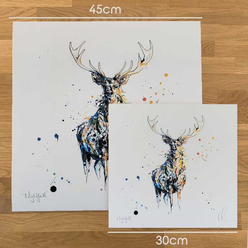 Nightfall - Stag Print with Size and Presentation Options