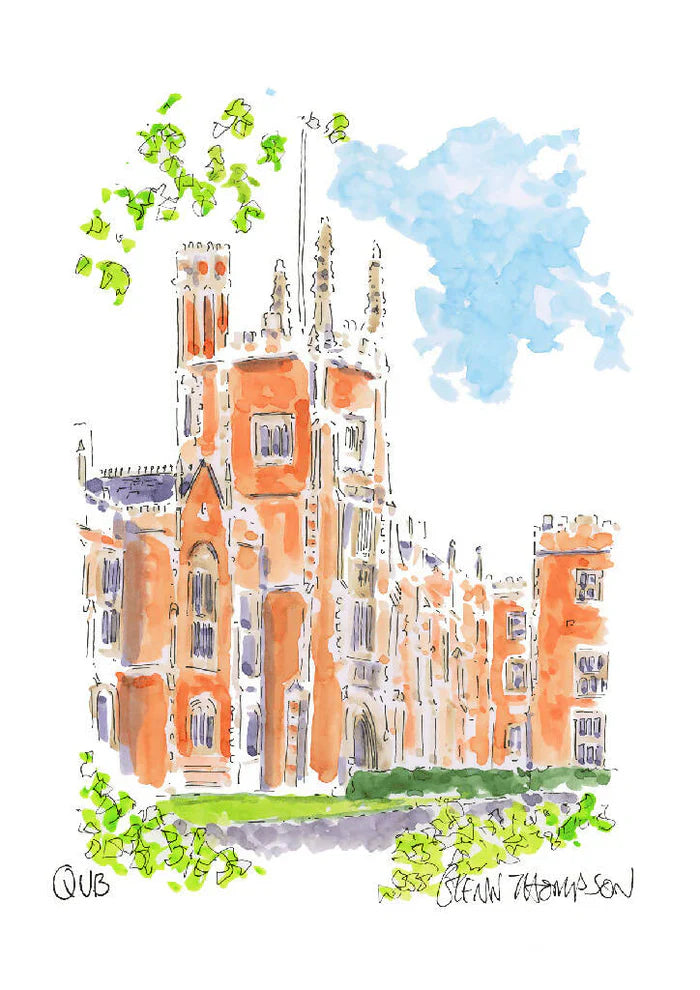 Queens University Belfast Watercolour A4 Mounted Print