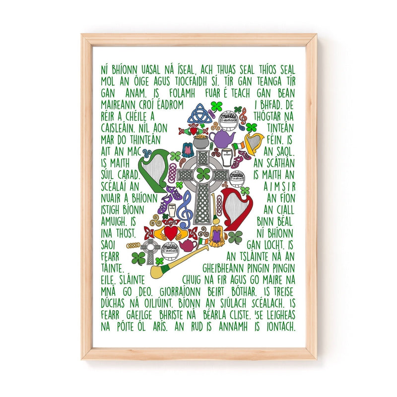 Irish Proverbs Map Seanfhocail A4 Print - Connect the Dots