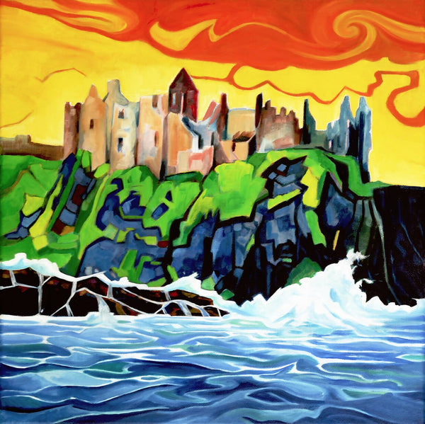 Dunluce Flame Vibrant Giclée Print - Historic Irish Castle