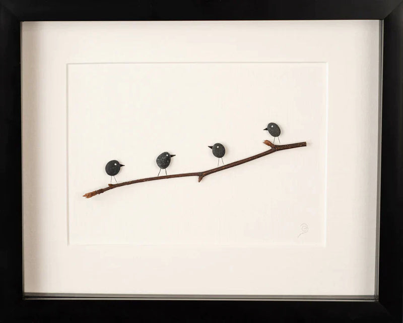 Birds on a Branch Pebble Art Frame