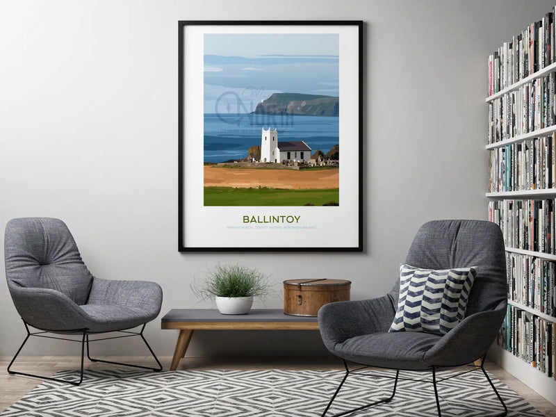 Ballintoy, Art Print Travel Poster, Northern Ireland, Ireland, Travel Print, Wedding gift, Christmas Gift