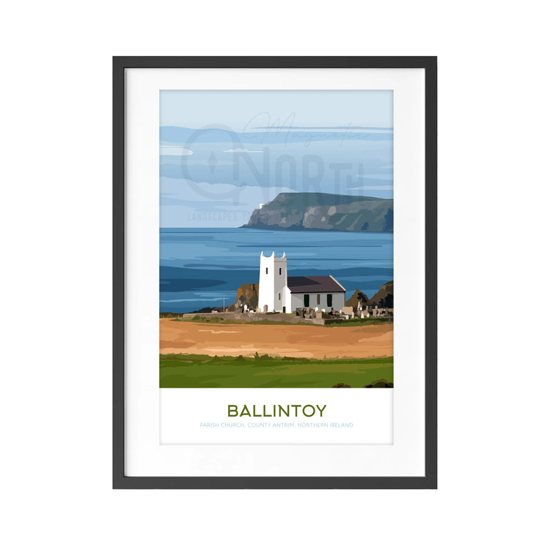 Ballintoy, Art Print Travel Poster, Northern Ireland, Ireland, Travel Print, Wedding gift, Christmas Gift