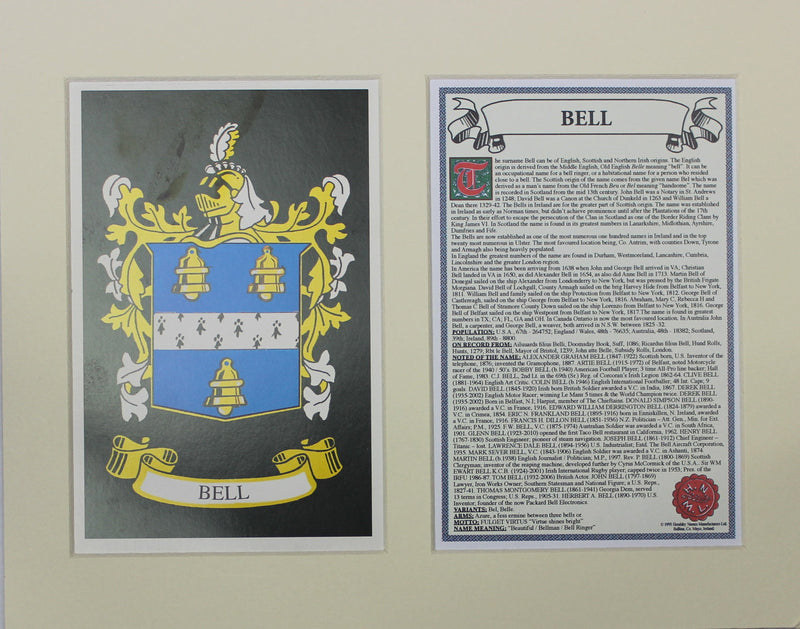 Bell - Irish Surname Coat of Arms Family Crest Heraldry