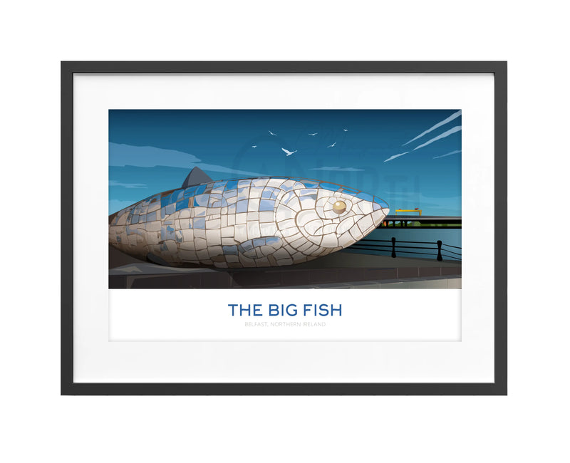 The Big Fish, Art Print Travel Poster, Belfast, Northern Ireland, Ireland, Travel Print, House, Wedding Gift, Christmas Gift, landscapes