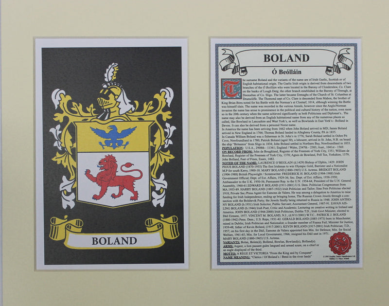 Boland - Irish American Surname Heraldry