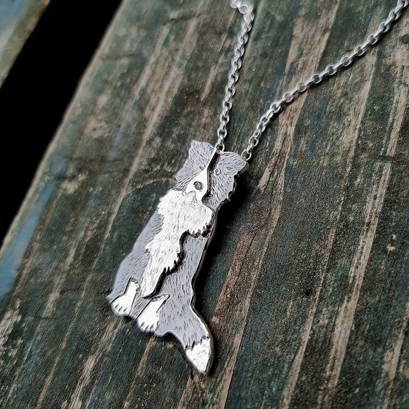 Border Collie Necklace Silver Sheepdog Pendant