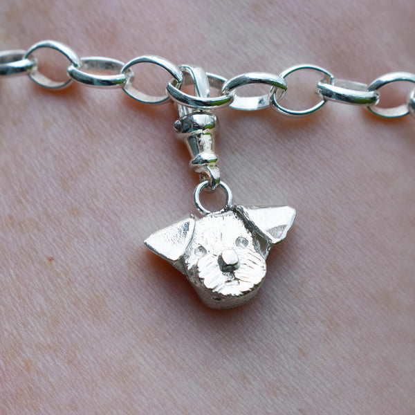 Border Terrier charm, Border Terrier bracelet, Border Terrier charm bracelet, silver dog charm, dog charm bracelet, Border Terrier gift for her, Border Terrier memorial, gift for dog lover